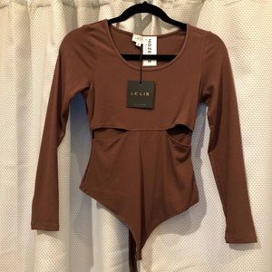 Long sleeve bodysuit with side cutouts